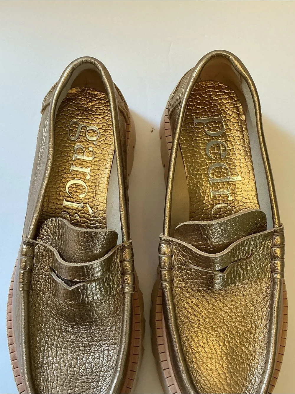 Pedro Garcia Sebas Lug Sole Penny Loafer, Light Gold, size 38 1/2, US size 8.5